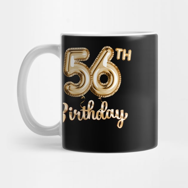 56th Birthday Gifts - Party Balloons Gold by BetterManufaktur